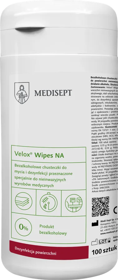 MEDISEPT VELOX WIPES NA Chusteczki do dezynfekcji bez alkoholu a100 tuba